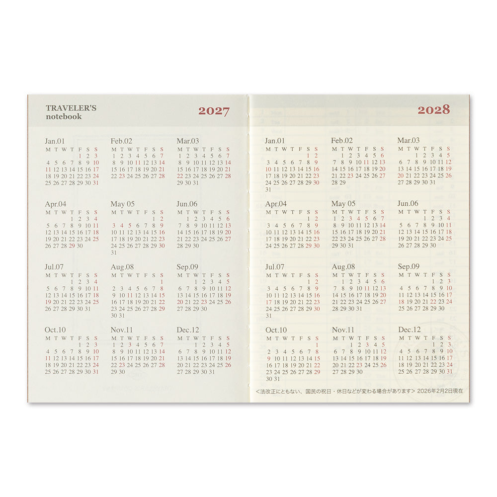 Traveler's Company 2027 Weekly (Passport Size), detalj og bruk