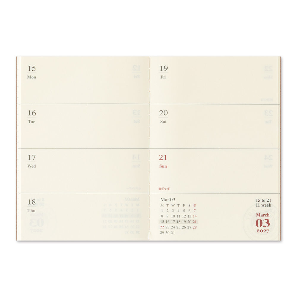 Traveler's Company 2027 Weekly (Passport Size), detalj og bruk