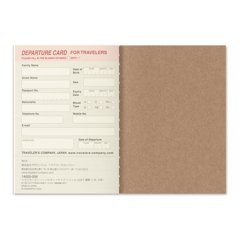 Traveler's Company 2027 Weekly (Passport Size), detalj og bruk