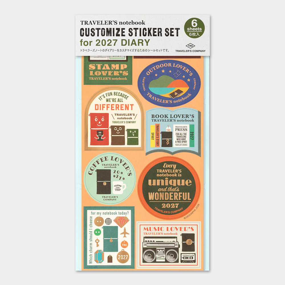 Traveler's Company Customized Sticker Set for Diary 2027, emballasje