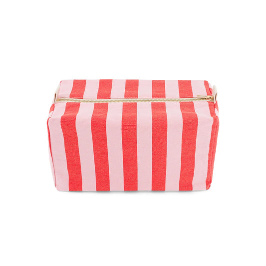 Rose in April Vic Wash Bag Stripes, Candy pink / Red