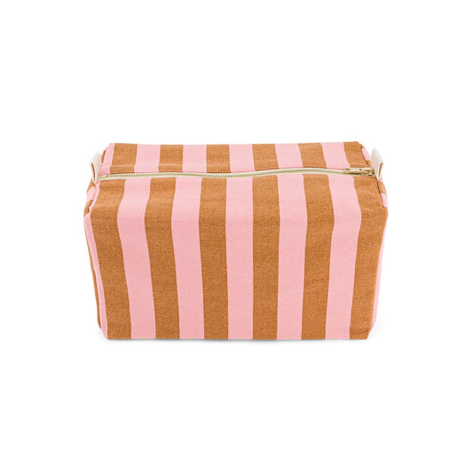 Rose in April Vic Wash Bag Stripes, Strawberry / Caramel