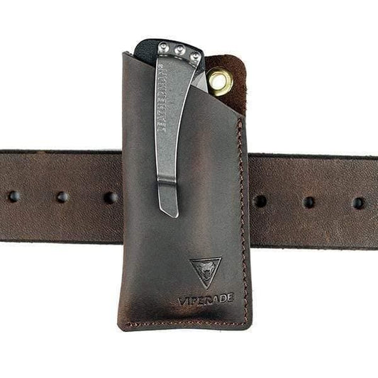 Viperade PJ11 EDC Pocket Organizer Leather on belt, Brown