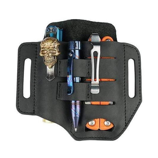 Viperade PJ13 EDC Leather Sheath, Multitool Leather Pocket Organizer, Black