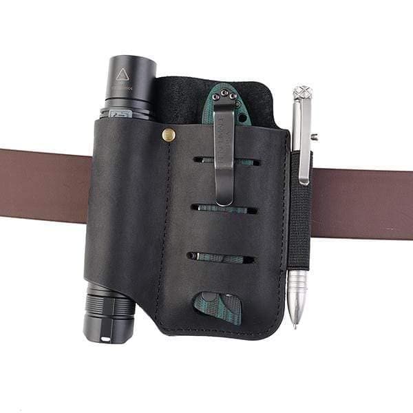 Viperade PJ15 Leather Muiltitool Sheath with Metal Belt Clip, Black