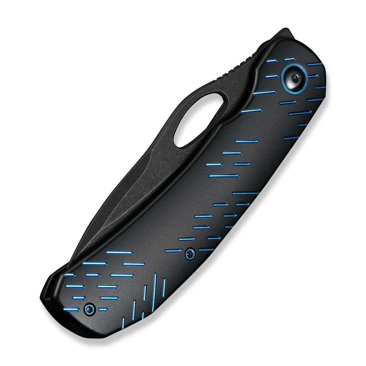 WEKNIFE Inmate, Black Titanium With Blue Raindrops / Black Stonewashed