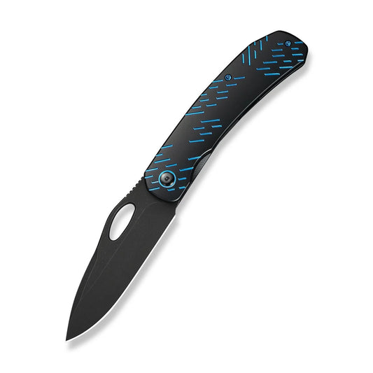 WEKNIFE Inmate, Black Titanium With Blue Raindrops / Black Stonewashed