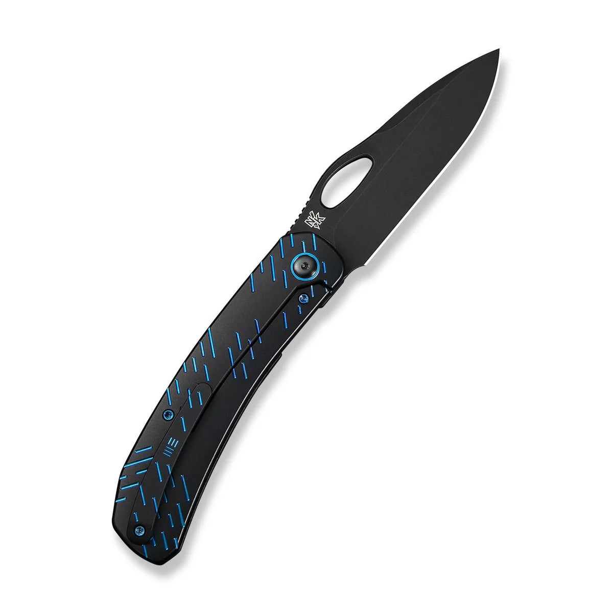 WEKNIFE Inmate, Black Titanium With Blue Raindrops / Black Stonewashed