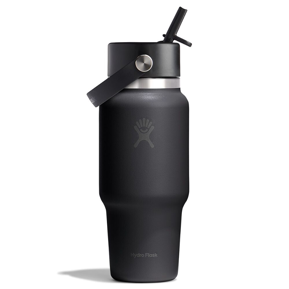 Hydro Flask Wide Flex Straw Travel Bottle 24oz, Tonal Black